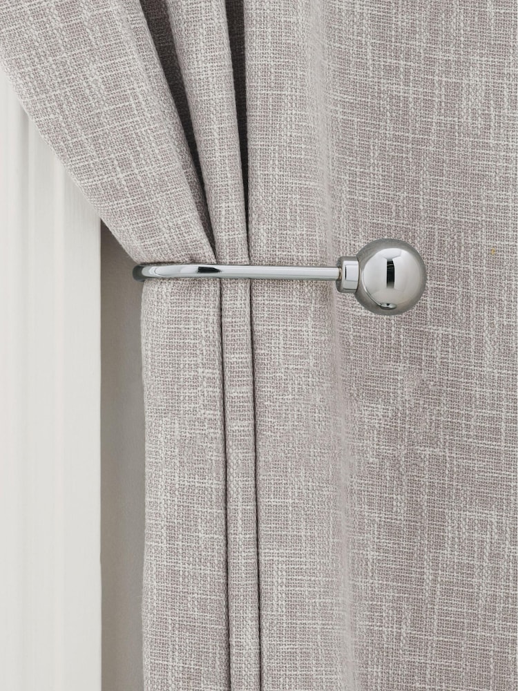 Set of 2 Chrome Ball Curtain Holdbacks - Image 1 of 5 Set of 2 Chrome Ball Curtain Holdbacks - Image 1 of 5