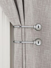 Set of 2 Chrome Ball Curtain Holdbacks - Image 2 of 5