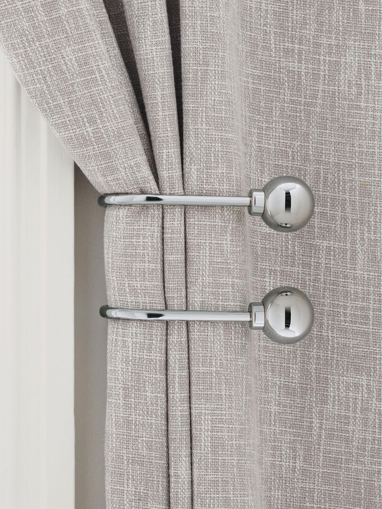 Set of 2 Chrome Ball Curtain Holdbacks - Image 2 of 5