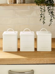 Set of 3 Off White Bowden Storage Tins - Image 1 of 3