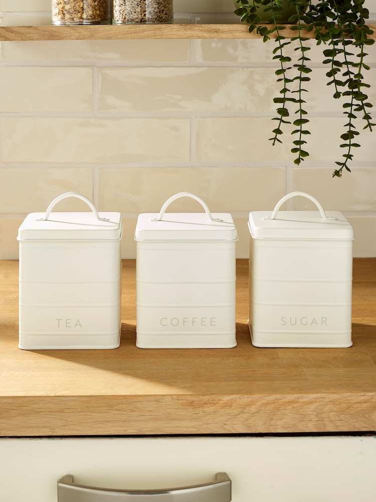 Set of 3 Off White Bowden Storage Tins - Image 1 of 3