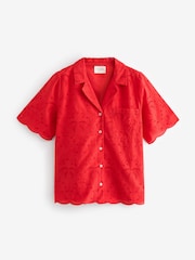 Red Broderie Button Through Short Set Pyjamas - Image 8 of 10