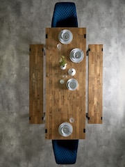 Natural and Black Jefferson Solid Wood Pine 8 Seater Dining Table and Bench Set - Image 2 of 8