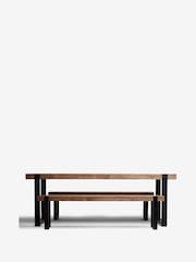 Natural and Black Jefferson Solid Wood Pine 8 Seater Dining Table and Bench Set - Image 6 of 8