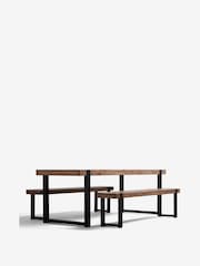 Natural and Black Jefferson Solid Wood Pine 8 Seater Dining Table and Bench Set - Image 7 of 8