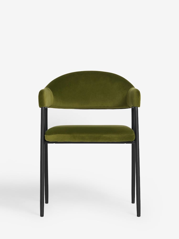 Set of 2 Soft Velvet Olive Green Nora Dining Chairs - Image 2 of 6