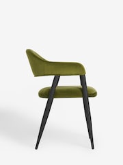 Set of 2 Soft Velvet Olive Green Nora Dining Chairs - Image 4 of 6