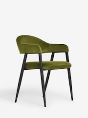 Set of 2 Soft Velvet Olive Green Nora Dining Chairs - Image 5 of 6