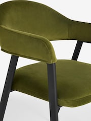 Set of 2 Soft Velvet Olive Green Nora Dining Chairs - Image 6 of 6