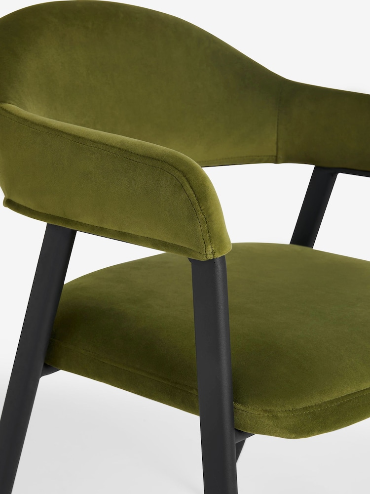 Set of 2 Soft Velvet Olive Green Nora Dining Chairs - Image 6 of 6
