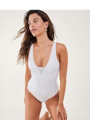 Accessorize White Ribbed Shaping Lexi Swimsuit - Image 3 of 6