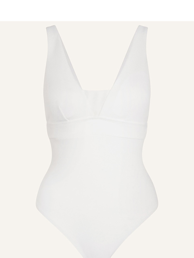 Accessorize White Ribbed Shaping Lexi Swimsuit - Image 6 of 6