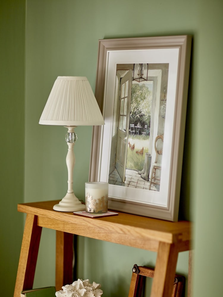 Laura Ashley Cream Ellis Satin Painted Spindle Table Lamp - Image 1 of 3