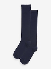 Navy Blue Modal Blend Knee High Socks 2 Pack - Image 1 of 6