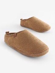 Tan Brown Corduroy Mule Slippers - Image 1 of 5