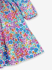 JoJo Maman Bébé Purple Girls' Floral Cord Tiered Dress With Collar - Image 3 of 3