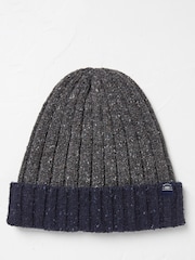 FatFace Grey Nep Colour Block Beanie - Image 1 of 2