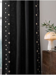 Rockett St George Black Eyelet Embroidered Stars Curtains - Image 3 of 5