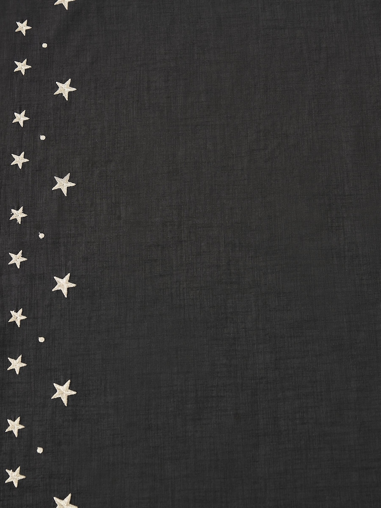 Rockett St George Black Eyelet Embroidered Stars Curtains - Image 5 of 5