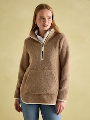 Joules Aldeburgh Tan Brown Quarter Zip Fleece - Image 1 of 7