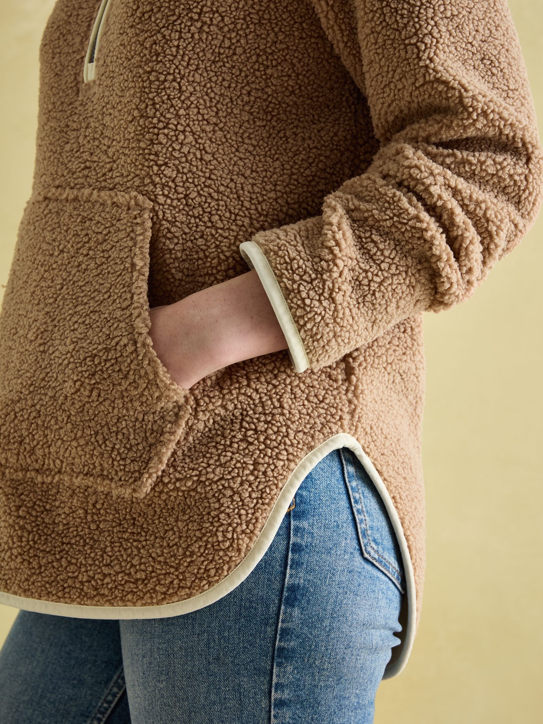 Buy Joules Aldeburgh Tan Brown Quarter Zip Fleece from Next USA