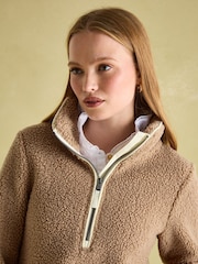 Joules Aldeburgh Tan Brown Quarter Zip Fleece - Image 4 of 7