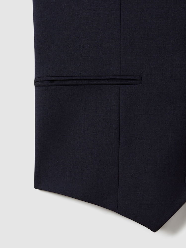 Reiss Navy Hope Modern Fit Wool Blend Waistcoat - Image 6 of 6