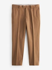 Rust Brown Linen Blend Tailored Fit Suit Trousers - Image 5 of 8