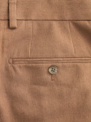 Rust Brown Linen Blend Tailored Fit Suit Trousers - Image 7 of 8