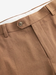 Rust Brown Linen Blend Tailored Fit Suit Trousers - Image 8 of 8