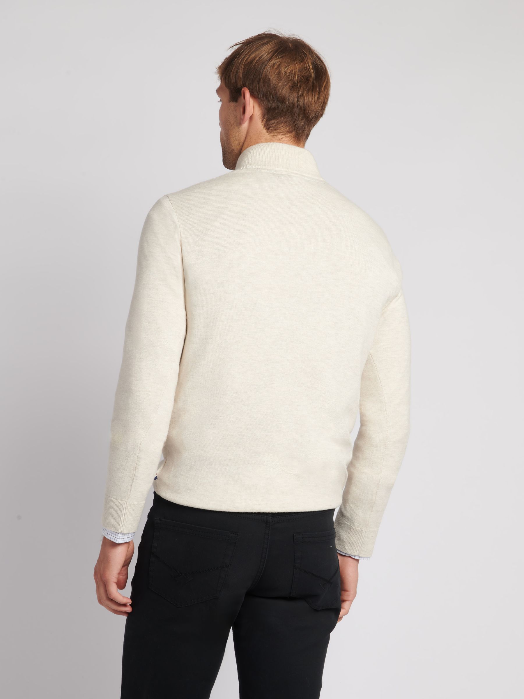 Buy U.S. Polo Assn. Cream Mens Funnel Neck Quarter Zip Knit