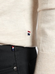 U.S. Polo Assn. Cream Mens Funnel Neck Quarter Zip Knit Jumper - Image 5 of 8