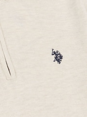 U.S. Polo Assn. Cream Mens Funnel Neck Quarter Zip Knit Jumper - Image 8 of 8