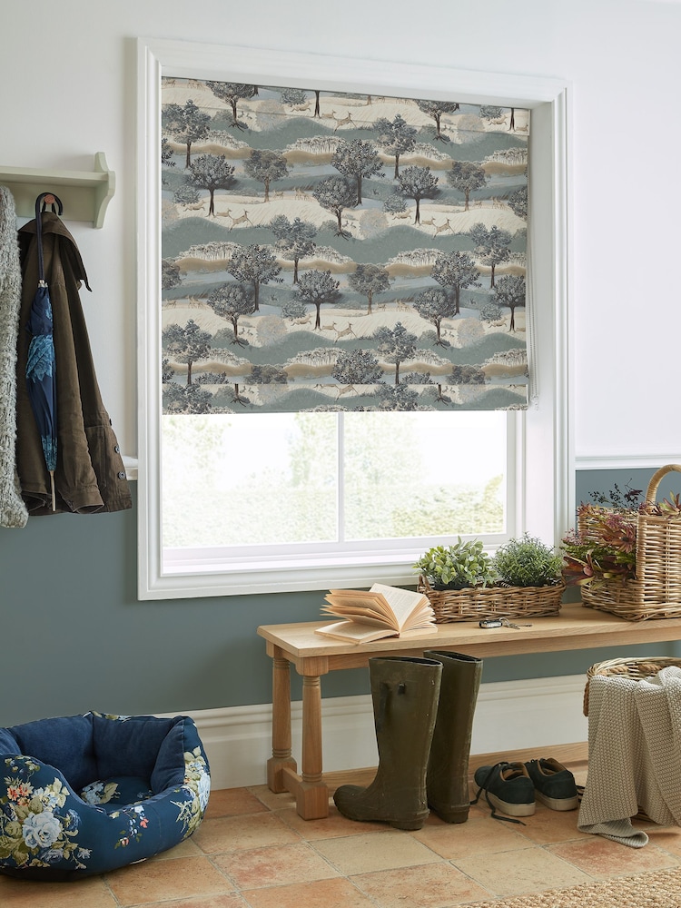 Laura Ashley Jade Green Hartington Made to Measure Roman 100% Cotton Blinds - Image 1 of 6