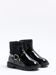 River Island Black River Island Girls Heart Strap Black Boots - Image 2 of 5