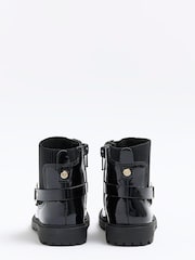 River Island Black River Island Girls Heart Strap Black Boots - Image 3 of 5