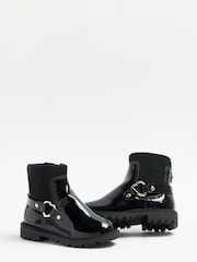 River Island Black River Island Girls Heart Strap Black Boots - Image 4 of 5