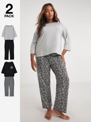 Simply Be Black Pretty Secrets Value Pyjama Sets 2 Pack - Image 1 of 4