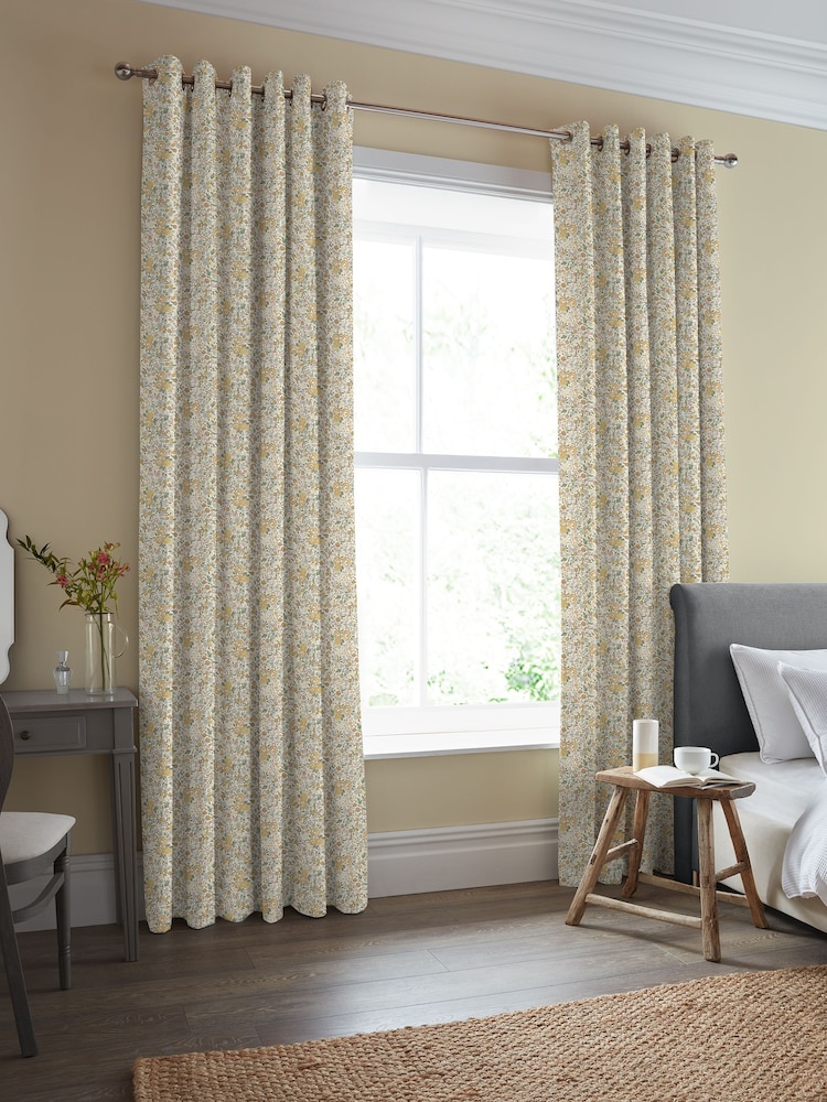 Laura Ashley Pale Gold Rowena Made to Measure 100% Cotton Curtains - Image 2 of 5