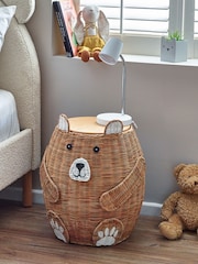 Brown Bertie Bear Kids Storage Basket Bedside Table - Image 1 of 6