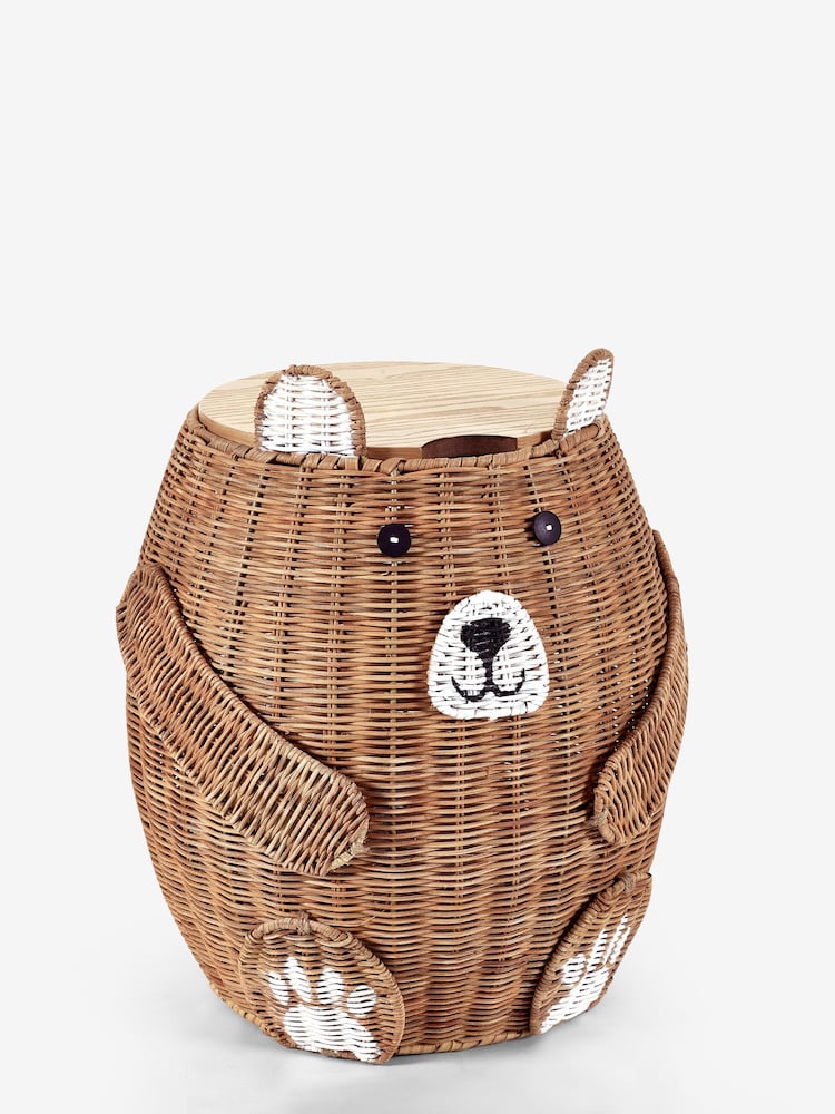 Brown Bertie Bear Kids Storage Basket Bedside Table - Image 6 of 6