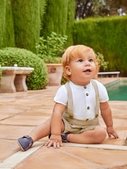 JoJo Maman Bébé Stone 2-Piece Baby Grandad Shirt & Shorts Set - Image 2 of 6
