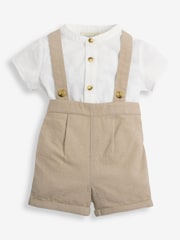 JoJo Maman Bébé Stone 2-Piece Baby Grandad Shirt & Shorts Set - Image 3 of 6