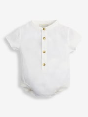 JoJo Maman Bébé Stone 2-Piece Baby Grandad Shirt & Shorts Set - Image 5 of 6