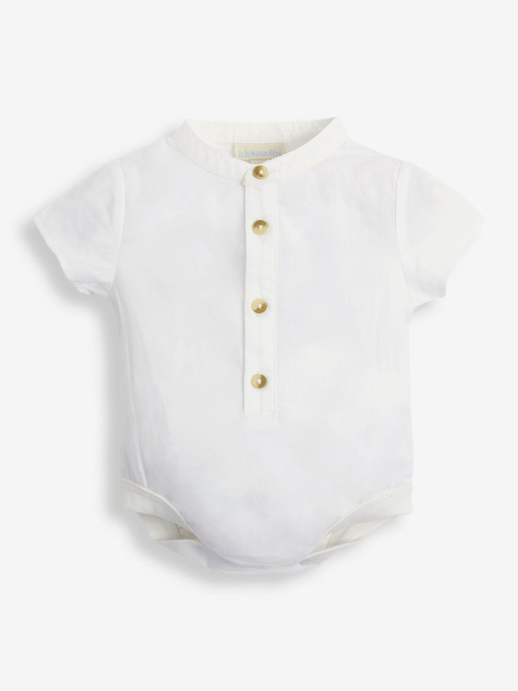JoJo Maman Bébé Stone 2-Piece Baby Grandad Shirt & Shorts Set - Image 5 of 6