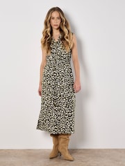 Apricot Green Animal Print Midi Dress - Image 1 of 4