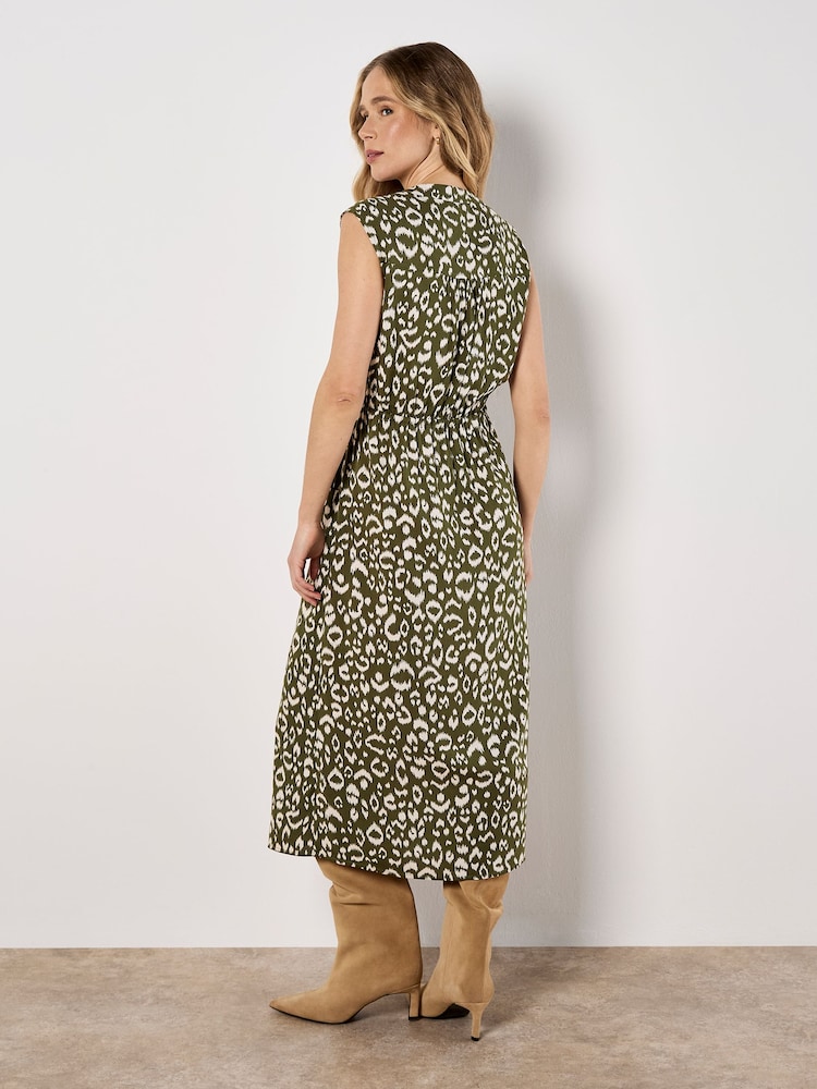 Apricot Green Animal Print Midi Dress - Image 2 of 4