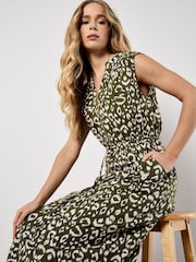 Apricot Green Animal Print Midi Dress - Image 3 of 4