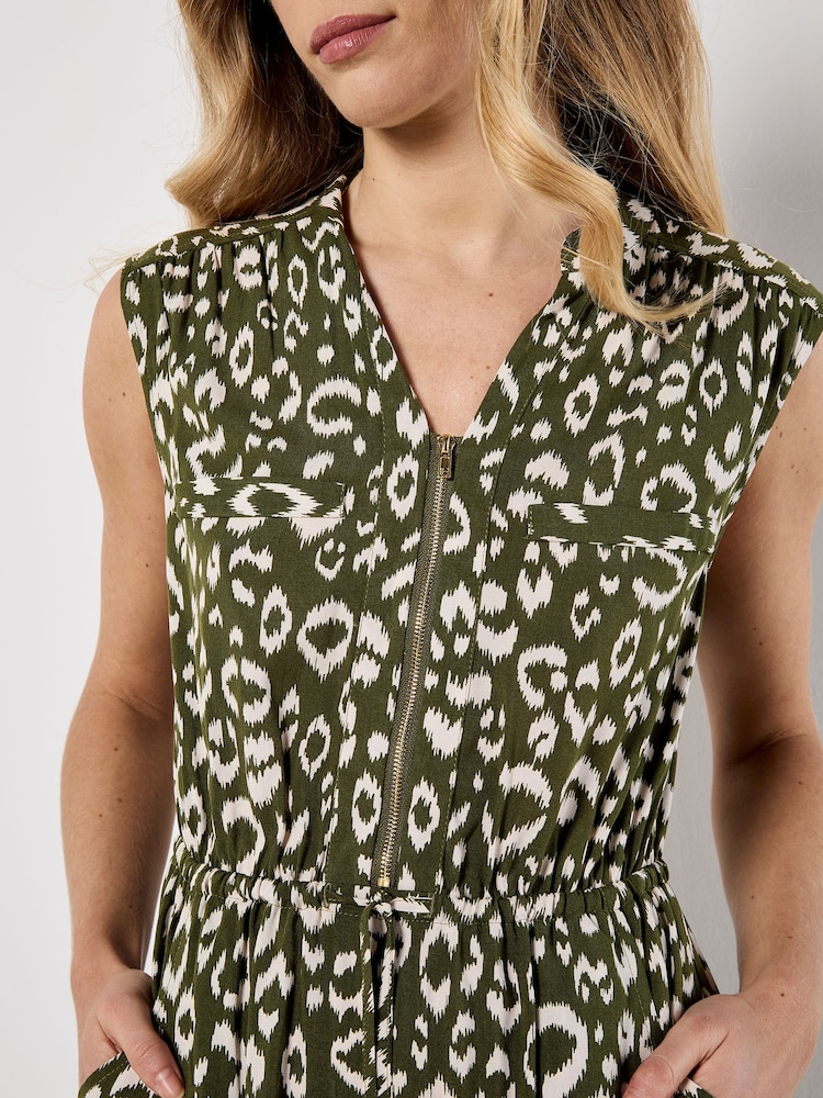 Apricot Green Animal Print Midi Dress - Image 4 of 4