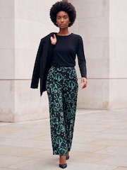 Roman Green Floral Print Trousers - Image 2 of 4